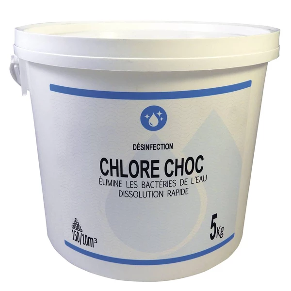Poolstyle Produit D'entretien Piscine Traitement Chlore Choc Anti Bactéries Piscine Granulés Pot 5 Kg