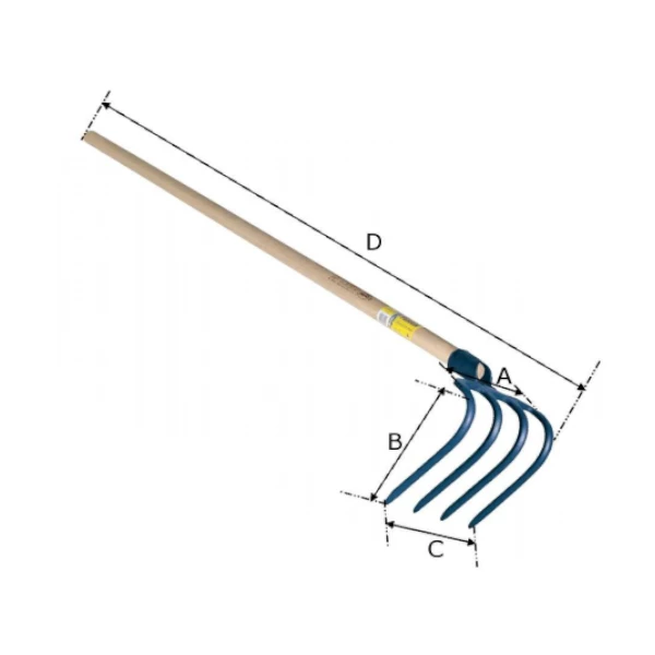 Outillage De Jardinier Crocs à Bêcher PERRIN 4 Dents 21 Cm Avec Manche En Bois 1.35 M – Image 2