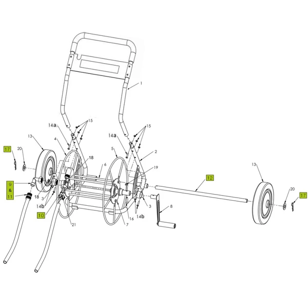 Dévidoir Axe Roues Dévidoir 2 Roues 55 Mètres Edia Diamètre 20 Mm 580 Mm Acier – Image 2