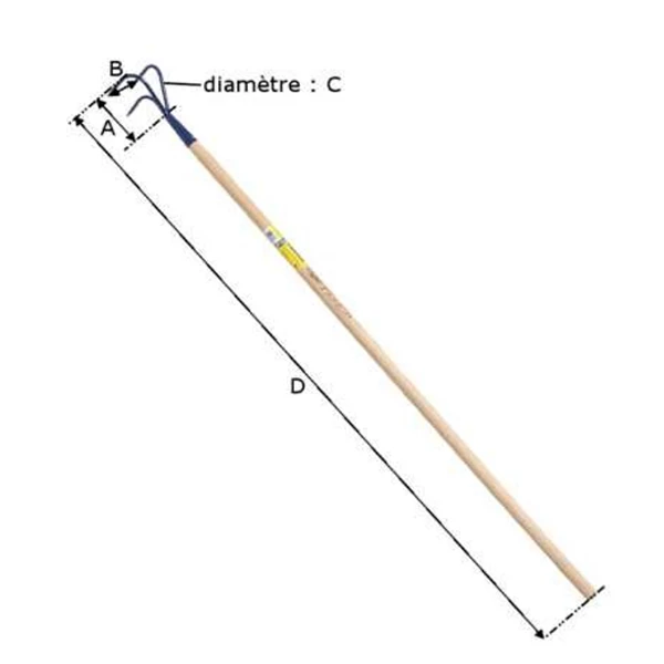 Outillage De Jardinier Griffe De Jardin PERRIN 3 Dents Avec Manche De 130 Cm – Image 3