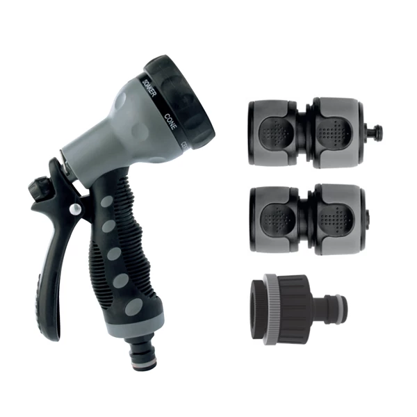Fitt Lance Et Pistolet D'arrosage Ensemble Universel Arrosage Pistolet Raccords 13-19 Mm Bi-matière Noir