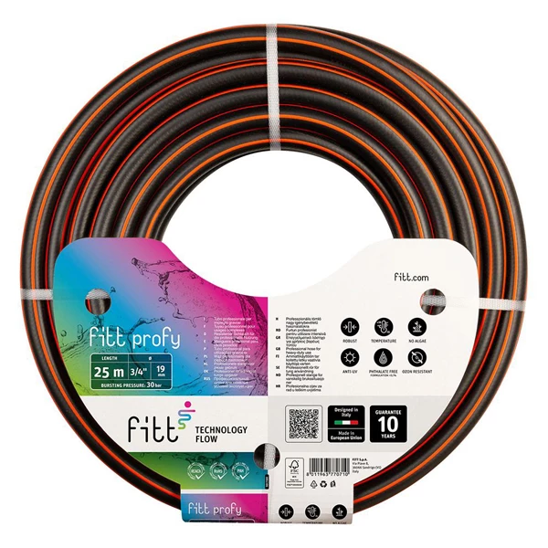 Tuyau D'eau Tuyau Arrosage Professionnel Profy Fitt 19 Mm 25 Mètres Noir – Image 3